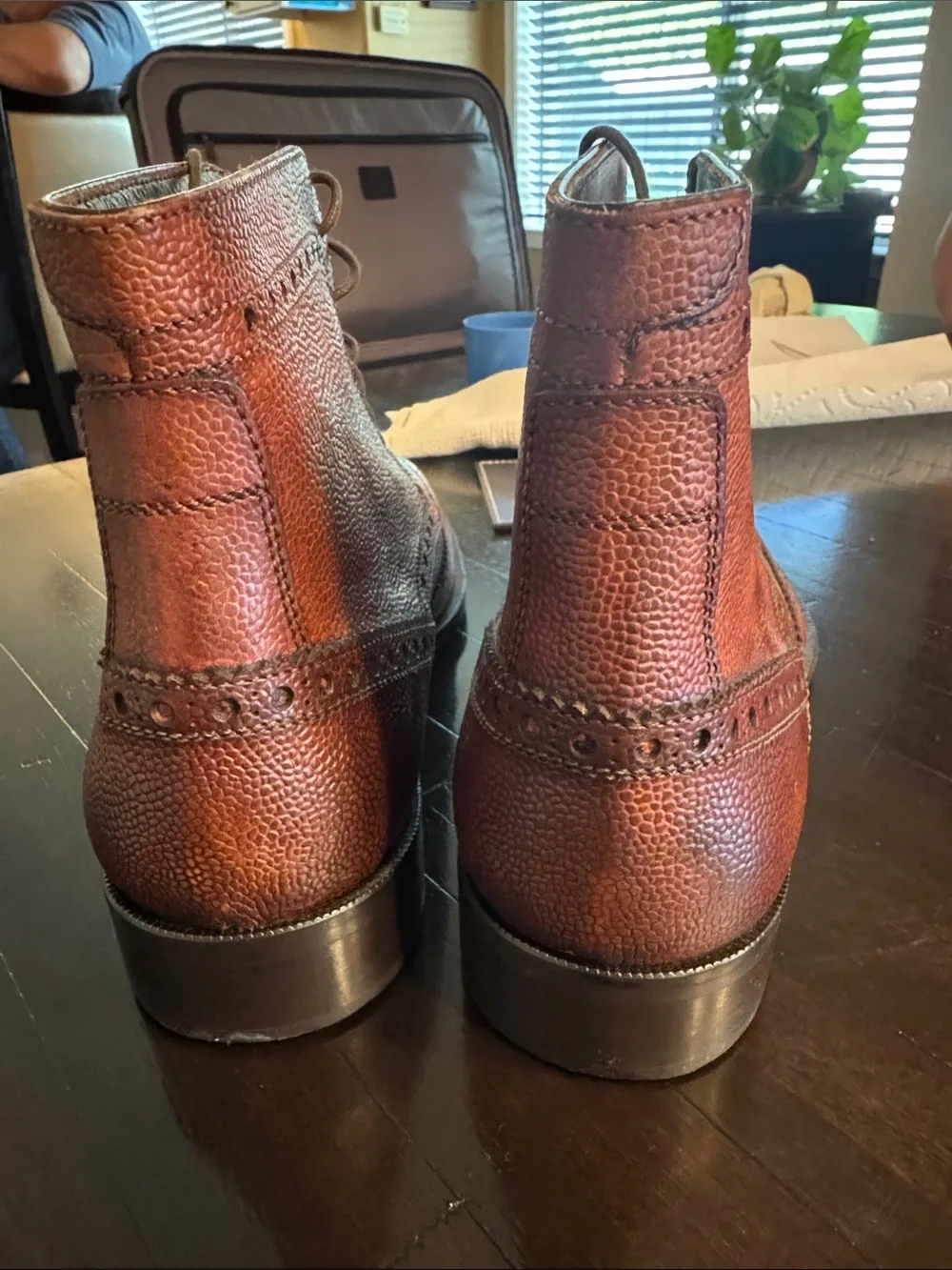 Gordon Rush Brown Leather Wingtip Lace-Up Boots